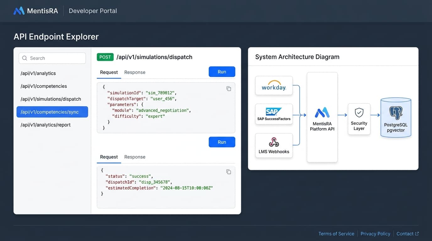 MentisRA Developer Portal & API Architecture Diagram